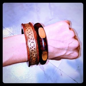 Wood and Gold Bangles